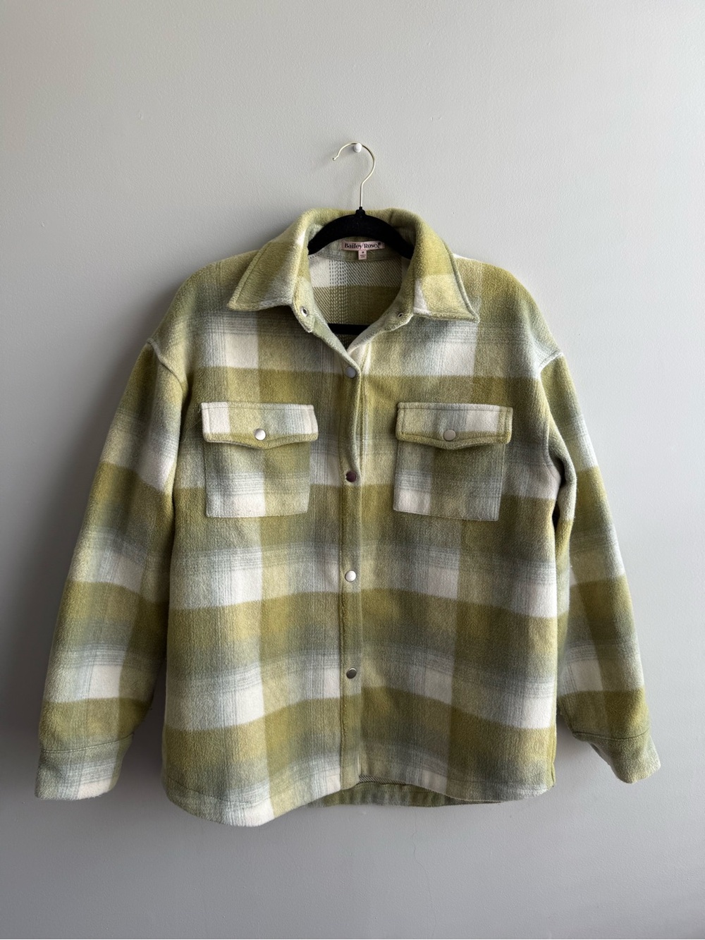 Olive Plaid Utility Shacket Jacket - Unbranded